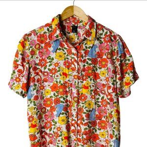 Disney Winnie The Pooh Button Down Shirt Short Sleeve Womens Medium  Size Small